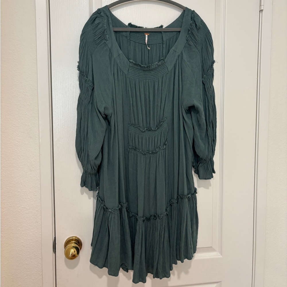 Free People Teal Long Sleeve Dress